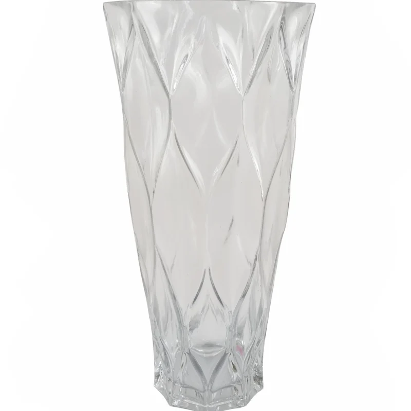 Clear Ridged Glass Vase - Chunky Design