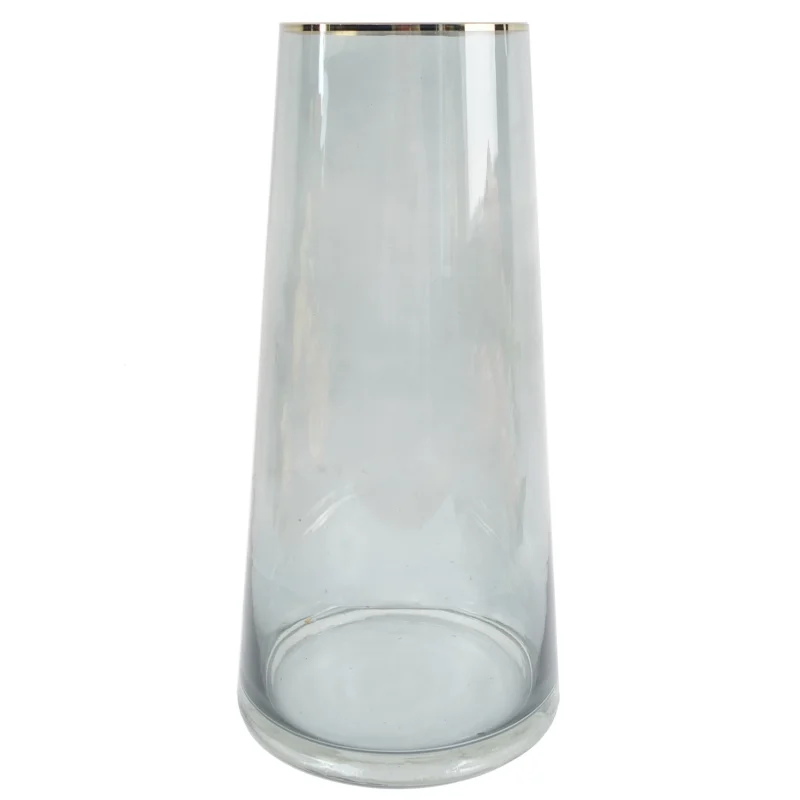 Stylish Gold Rim Smoke Grey Glass Vase