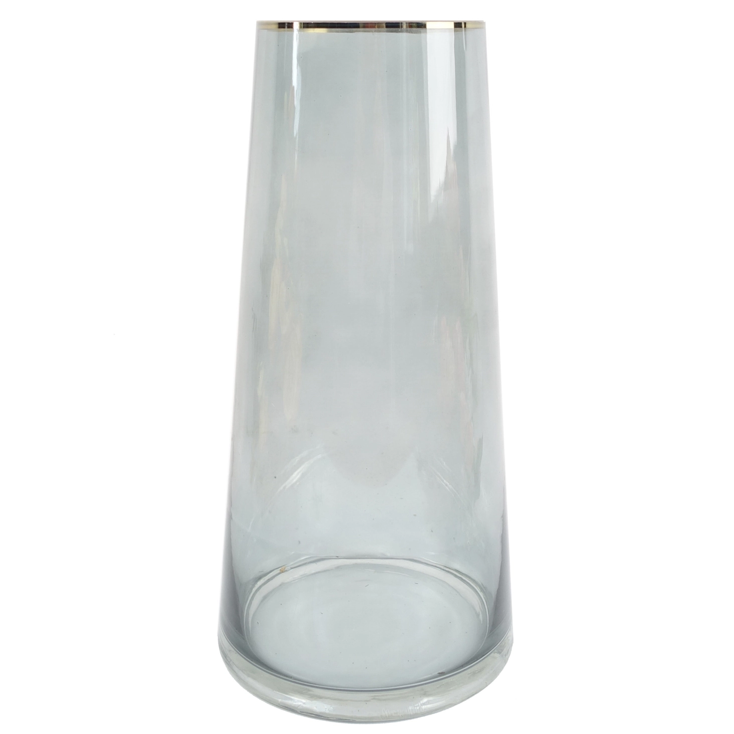 Stylish Gold Rim Smoke Grey Glass Vase