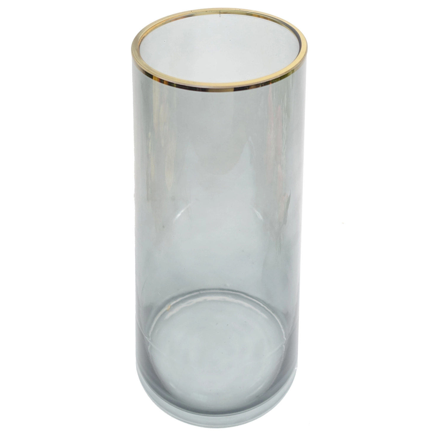 Stylish Gold Rim Smoke Grey Glass Vase - Image 3