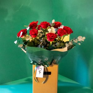 Dozen Red Roses Bouquet Green We Found Love Florist Image